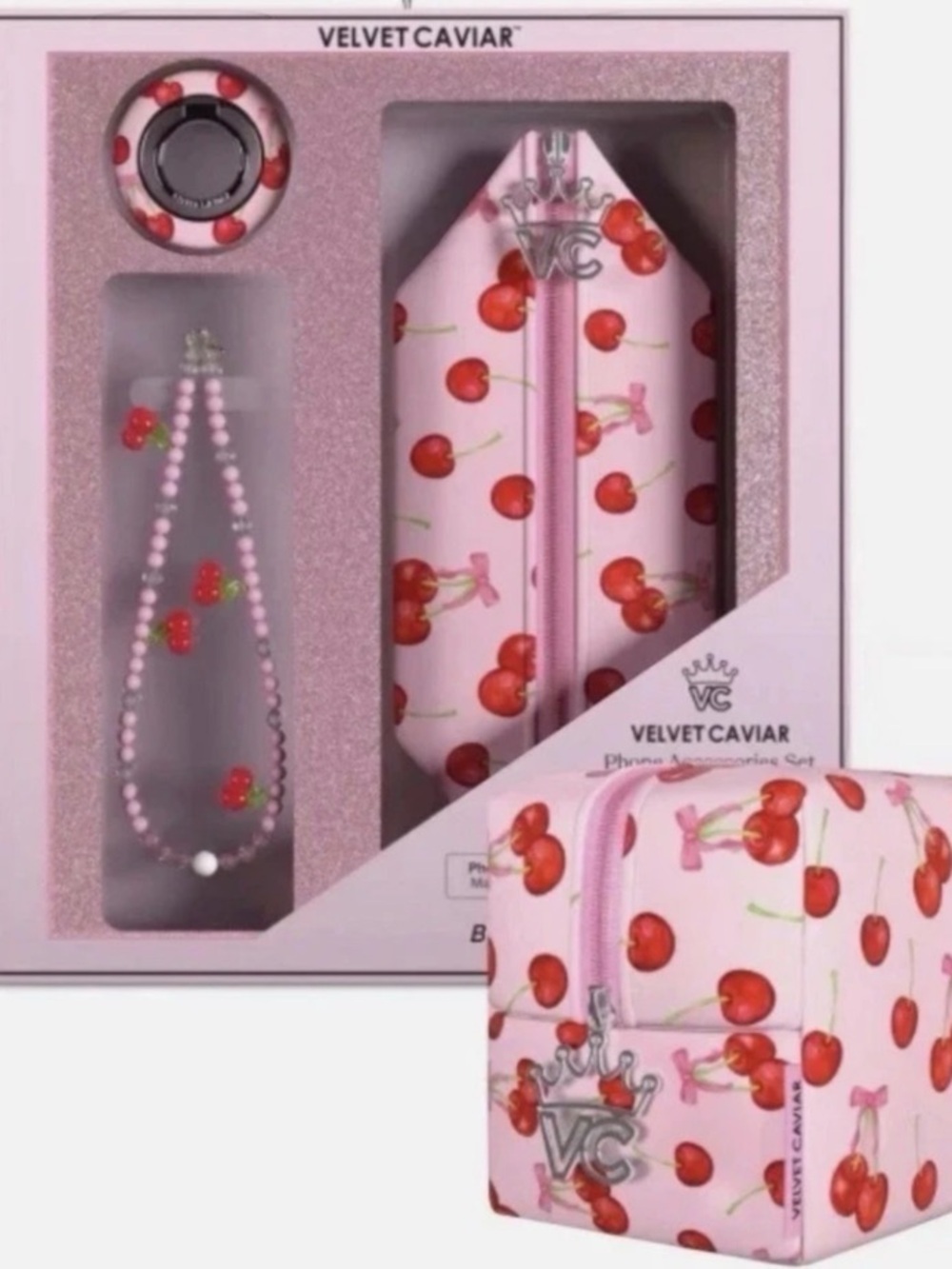 NWT Velvet Caviar Phone Accessories Gift Set - Sweet Cherry Sweet Cherry Phone